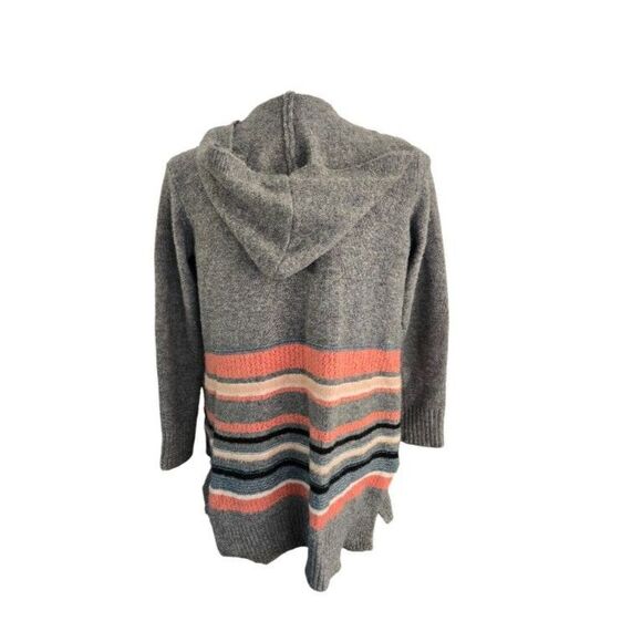 Maurices Cardigan Hooded Sweater Women M Grey Stripe - Picture 3 of 6